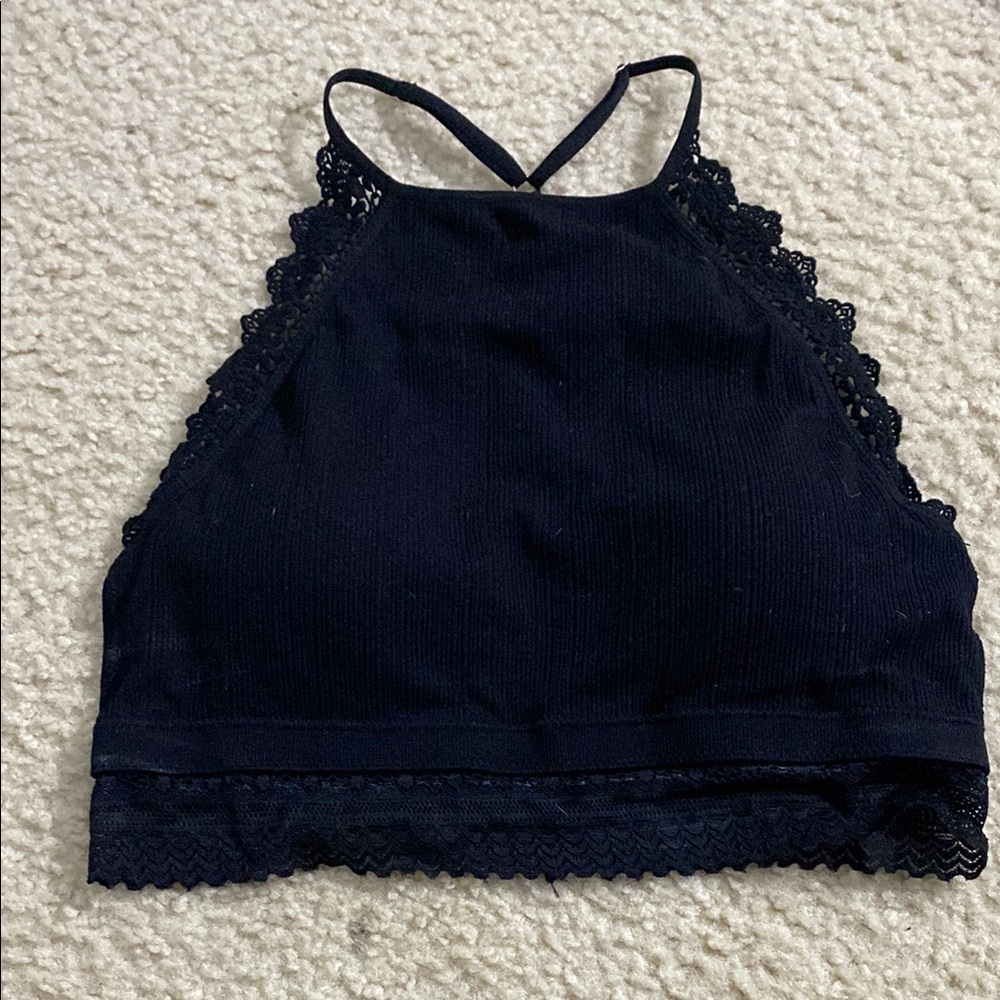 Black Lace Halter Top with padding